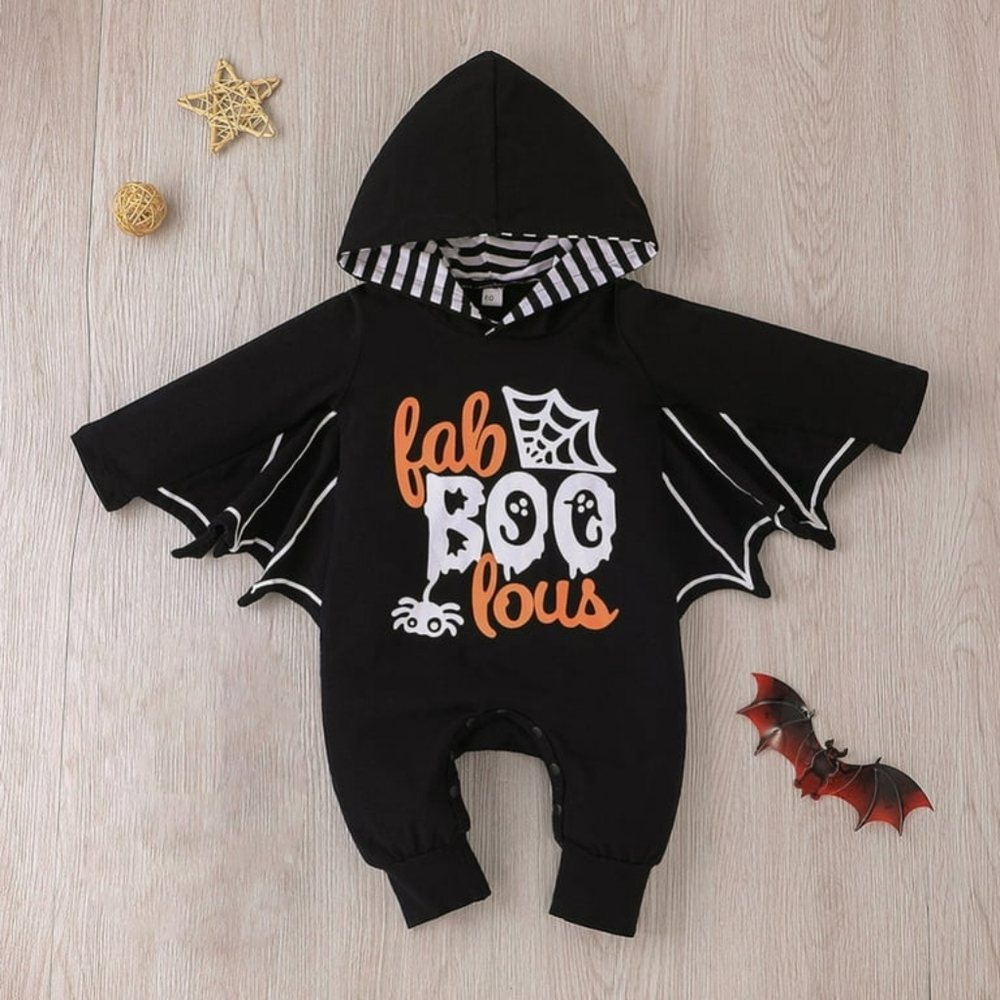 9-12 month Fab-BOO-lous Halloween baby costume bat spider boo onesie